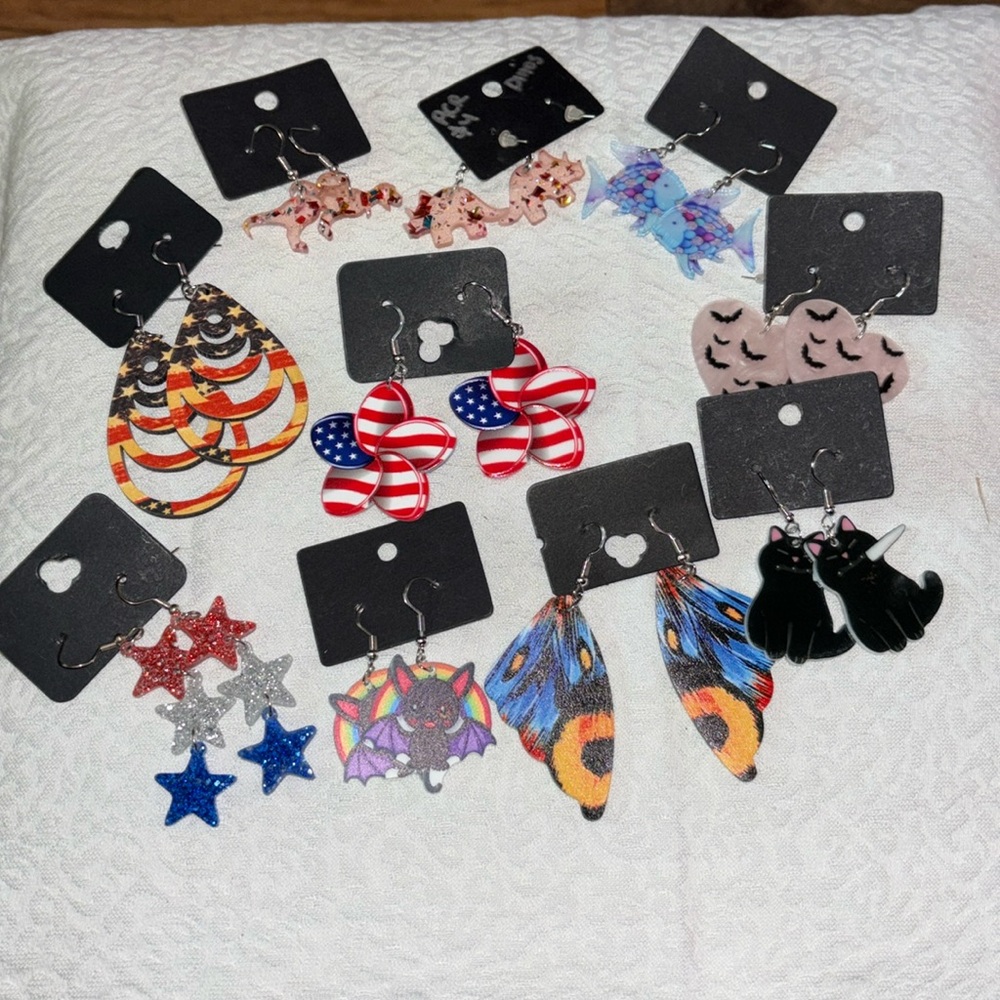 Colorful Women's Earrings Lot 10 sets
